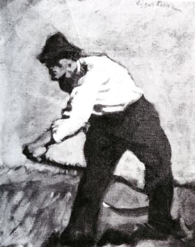 Ölstudie zur Mittelfigur in "Bergmäher", 1907